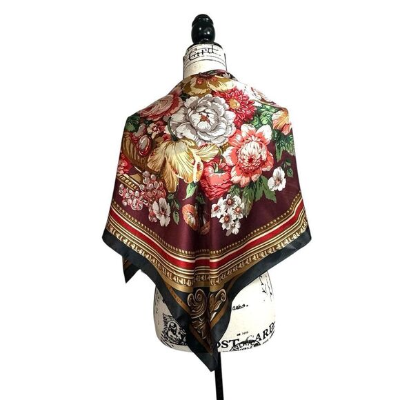 Vintage Echo Large Square Silk Floral Vatican Collection Square - Picture 2 of 8